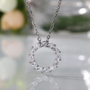 ✨ Simple Shiny Hollow Round Many Marquis CZ Necklace for Women, EVGG1108